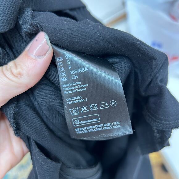 H&M Black Square Neck Belted Sleeveless Wide Leg Linen Blend Jumpsuit Small - Picture 10 of 10